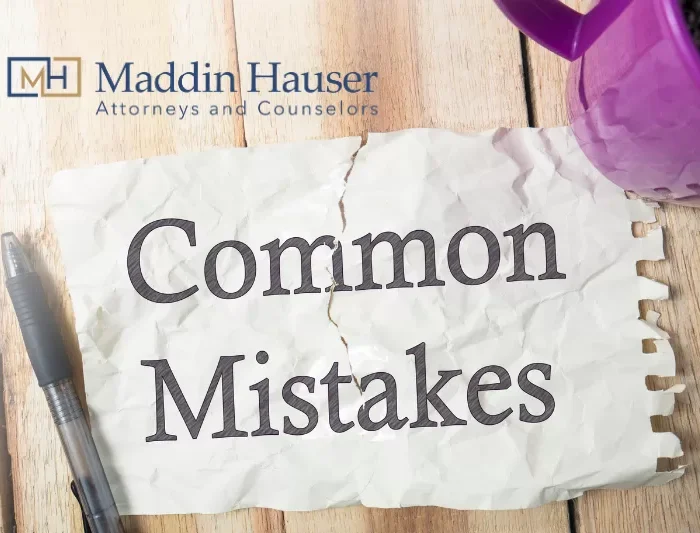 The words common mistakes on a piece of paper